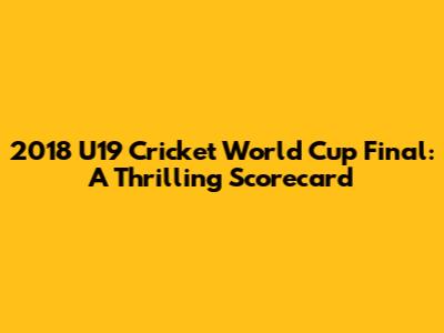 2018 U19 Cricket World Cup Final: A Thrilling Scorecard