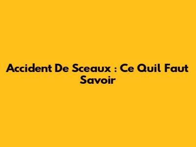 Accident De Sceaux : Ce Qu'il Faut Savoir