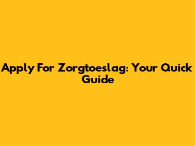 Apply For Zorgtoeslag: Your Quick Guide