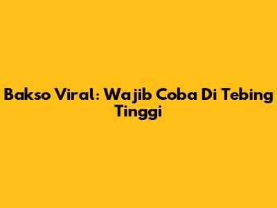 Bakso Viral: Wajib Coba Di Tebing Tinggi