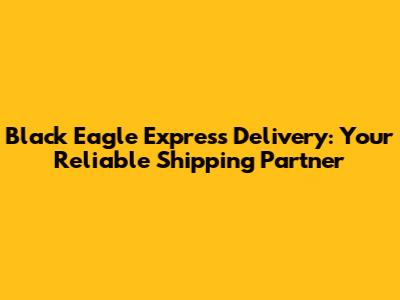 Black Eagle Express Delivery: Your Reliable Shipping Partner