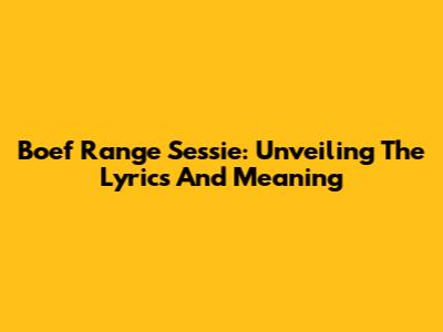 Boef Range Sessie: Unveiling The Lyrics And Meaning