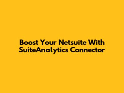 Boost Your Netsuite With SuiteAnalytics Connector
