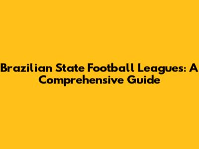 Brazilian State Football Leagues: A Comprehensive Guide