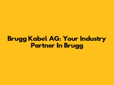 Brugg Kabel AG: Your Industry Partner In Brugg