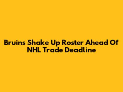 Bruins Shake Up Roster Ahead Of NHL Trade Deadline