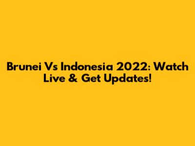 Brunei Vs Indonesia 2022: Watch Live & Get Updates!