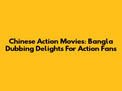 Chinese Action Movies: Bangla Dubbing Delights For Action Fans
