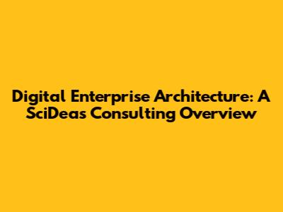 Digital Enterprise Architecture: A SciDeas Consulting Overview