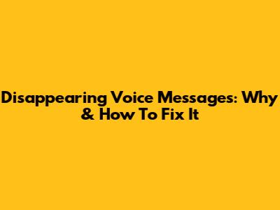 Disappearing Voice Messages: Why & How To Fix It