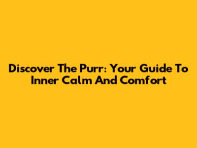 Discover 'The Purr': Your Guide To Inner Calm And Comfort