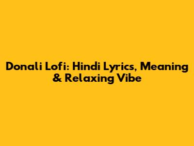 Donali Lofi: Hindi Lyrics, Meaning & Relaxing Vibe