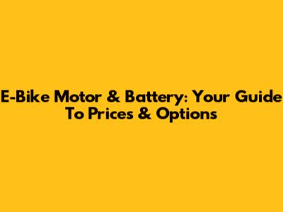 E-Bike Motor & Battery: Your Guide To Prices & Options