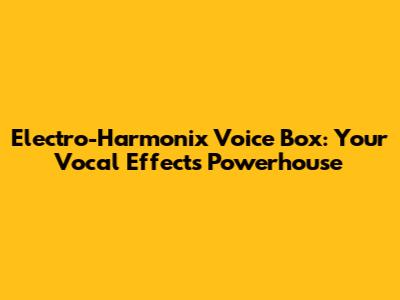 Electro-Harmonix Voice Box: Your Vocal Effects Powerhouse