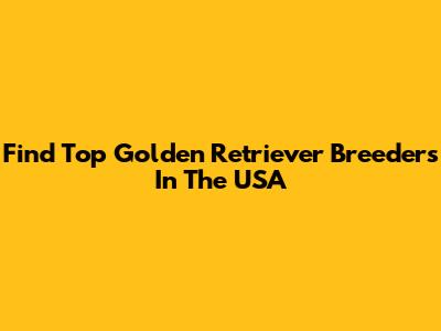 Find Top Golden Retriever Breeders In The USA