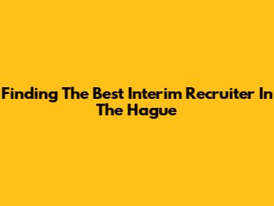 Finding The Best Interim Recruiter In The Hague