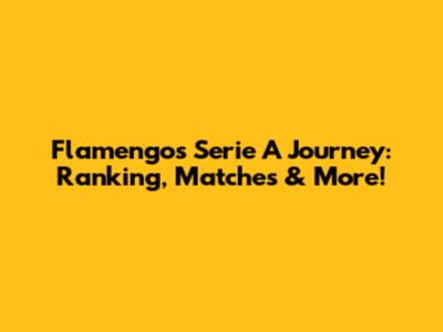 Flamengo's Serie A Journey: Ranking, Matches & More!