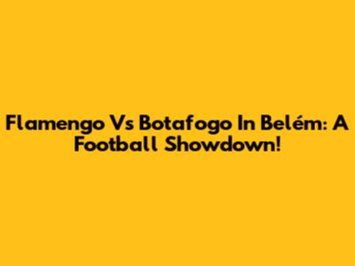 Flamengo Vs Botafogo In Belém: A Football Showdown!