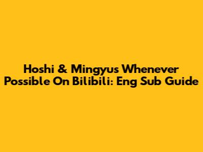 Hoshi & Mingyu's 'Whenever Possible' On Bilibili: Eng Sub Guide