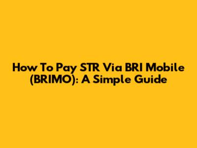 How To Pay STR Via BRI Mobile (BRIMO): A Simple Guide