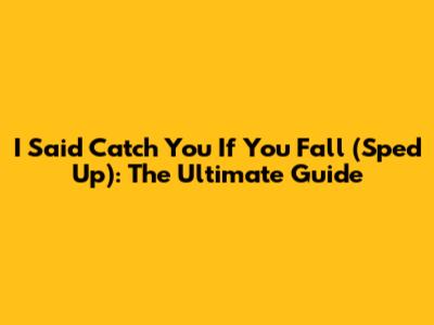 I Said Catch You If You Fall (Sped Up): The Ultimate Guide