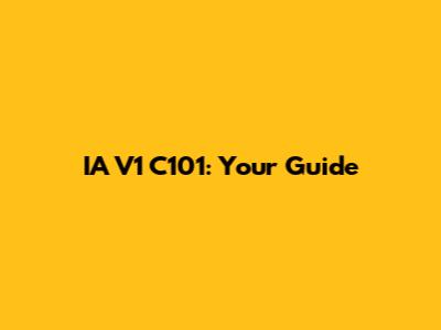 IA V1 C101: Your Guide