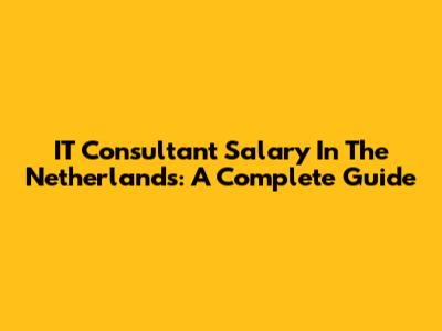 IT Consultant Salary In The Netherlands: A Complete Guide