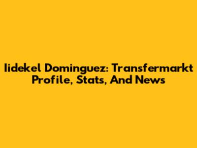 Iidekel Dominguez: Transfermarkt Profile, Stats, And News