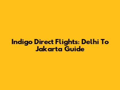 Indigo Direct Flights: Delhi To Jakarta Guide