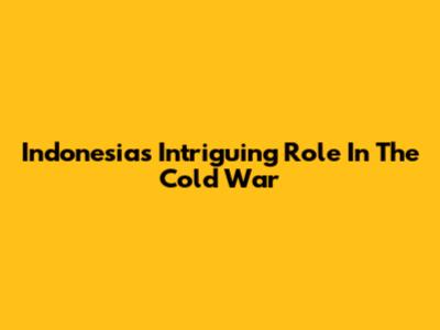 Indonesia's Intriguing Role In The Cold War