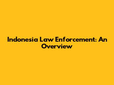 Indonesia Law Enforcement: An Overview
