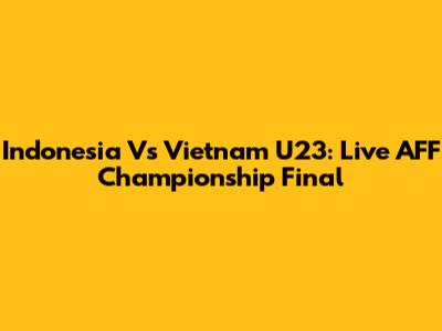 Indonesia Vs Vietnam U23: Live AFF Championship Final
