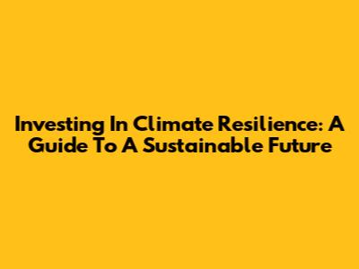 Investing In Climate Resilience: A Guide To A Sustainable Future