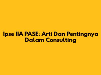 Ipse IIA PASE: Arti Dan Pentingnya Dalam Consulting