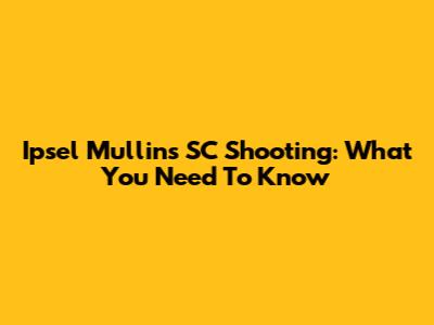 Ipsel Mullins SC Shooting: What You Need To Know