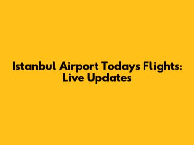 Istanbul Airport Today's Flights: Live Updates