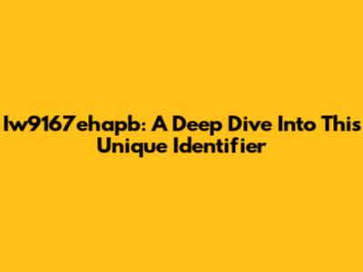 Iw9167ehapb: A Deep Dive Into This Unique Identifier