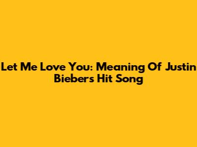 Let Me Love You: Meaning Of Justin Bieber's Hit Song