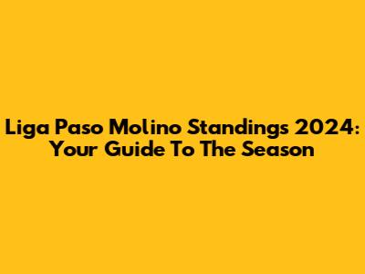 Liga Paso Molino Standings 2024: Your Guide To The Season
