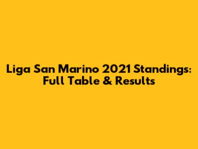 Liga San Marino 2021 Standings: Full Table & Results