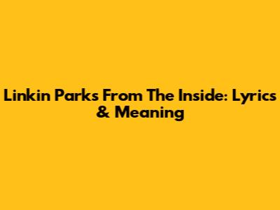 Linkin Park's 'From The Inside': Lyrics & Meaning