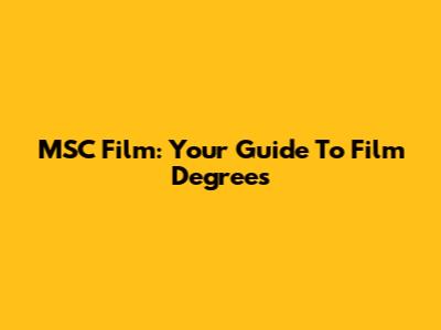 MSC Film: Your Guide To Film Degrees
