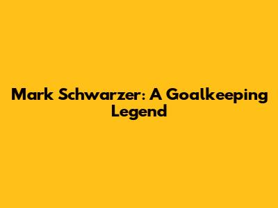 Mark Schwarzer: A Goalkeeping Legend