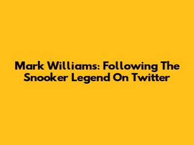 Mark Williams: Following The Snooker Legend On Twitter