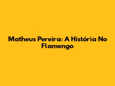 Matheus Pereira: A História No Flamengo