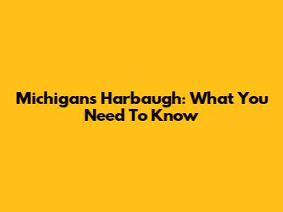 Michigan's Harbaugh: What You Need To Know