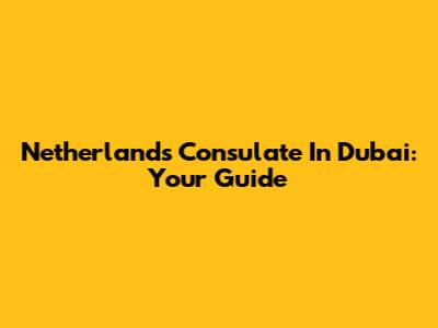 Netherlands Consulate In Dubai: Your Guide
