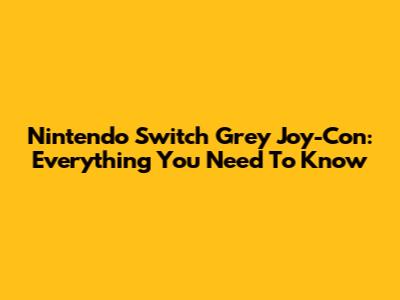 Nintendo Switch Grey Joy-Con: Everything You Need To Know