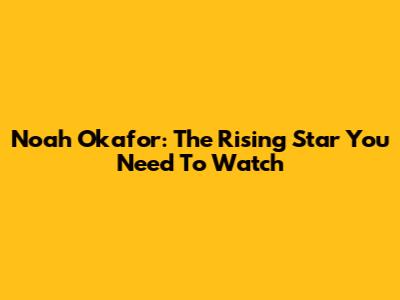 Noah Okafor: The Rising Star You Need To Watch