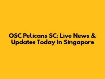 OSC Pelicans SC: Live News & Updates Today In Singapore